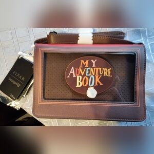 Disney Loungefly "My Adventure Book" Crossbody Purse- NWT & UP Pin- Brown & Red